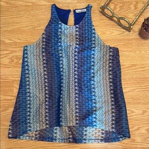 CraveFame by Almost Famous Asymmetrical Blue Tank Top with Cut Out Design